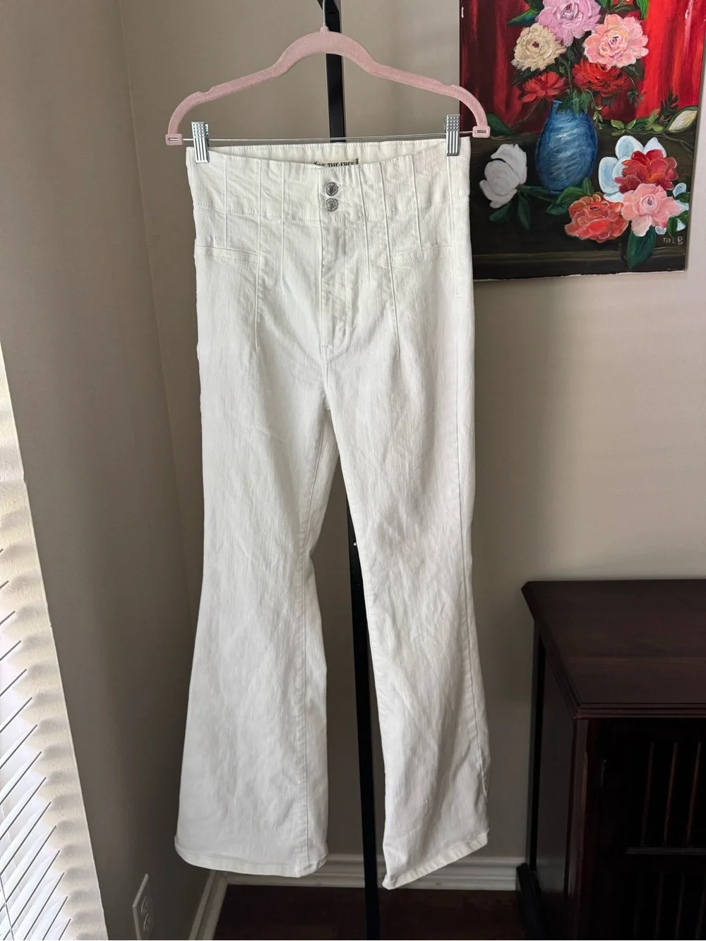 We The Free Jayde High-Rise White Flare Jeans - Picture 2 of 8